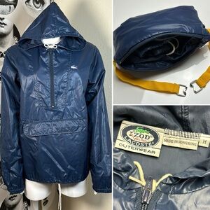 Lacoste IZOD For Her Vintage 80s Navy Blue Windbreaker Packable Jacket, Sz M 🐊